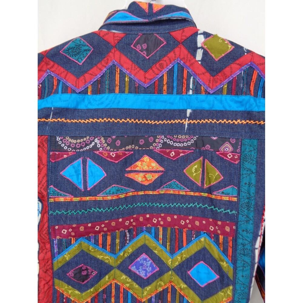 Chicos Design Patchwork Applique Embroidered Jean… - image 6